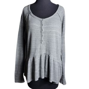 We The Free hanley peplum coastline gray heather ribbed top size medium